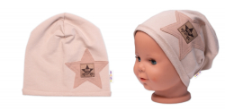 Dětská čepice bavlna, Baby Star, Baby Nellys, béžová
