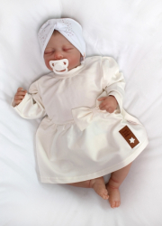 Dětské bavlněné šatičky s mašličkou Baby Nellys - smetanové, vel. 86