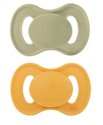 Šidítko, dudlík ortodontický silikon, 2ks, Lullaby Planet, 0-6m, oliva/hořčice
