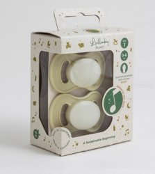 Šidítko, dudlík ortodontický silikon, svítící, 2ks, Lullaby Planet, 0-6m, oliva