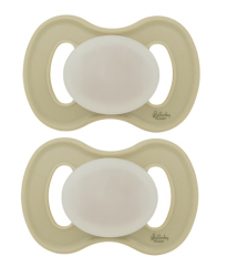 Šidítko, dudlík ortodontický silikon, svítící, 2ks, Lullaby Planet, 0-6m, oliva