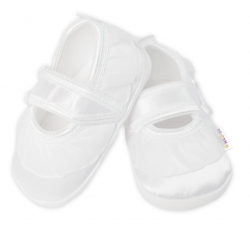 Kojenecké capáčky/botičky saténové s volánkem, Baby Nellys, bílé, vel. 68/74, 12,5cm
