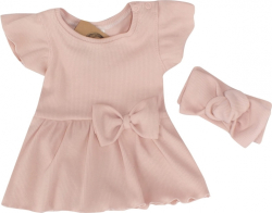 Žebrované sukničkobody s mašlí + čelenka 2D Girl Z&Z, pudrová, vel. 86