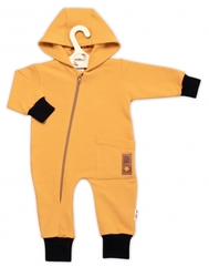 Teplákový overal s kapsičkou a kapucí BOY, Baby Nellys, hořčicový