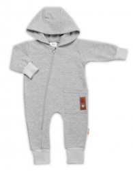 Teplákový overal s kapsičkou a kapucí BOY, Baby Nellys, šedý