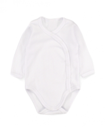 Zavinovací body dl. rukáv + polodupačky s žebrovaným vzorem, 2D sada MBaby, bílé, vel. 68