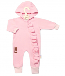Teplákový overal s volánkem a kapucí GIRL, Baby Nellys, sv. růžový, vel. 86