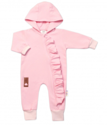 Teplákový overal s volánkem a kapucí GIRL, Baby Nellys, sv. růžový, vel. 86