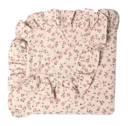 Luxusní dvouvrstvá mušelínová deka s volánky, Růžička, Baby Nellys  120 x 120 cm, ecru