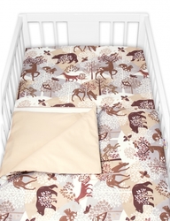 Mantinel s povlečením, 3dílná sada Wild animals, Baby Nellys, hnědé