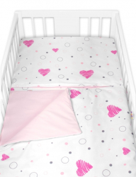 Mantinel s povlečením 3D bavlněná sada, I love Girl, 120x90 cm Baby Nellys, růžový/bílý