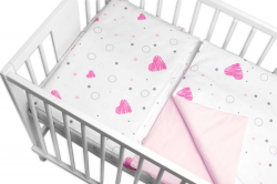 Mantinel s povlečením 3D bavlněná sada, I love Girl, 120x90 cm Baby Nellys, růžový/bílý