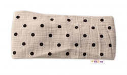Letní čelenka, bandana, mušelín, Puntík, Baby Nellys - cappuccino
