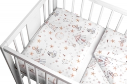Mantinel s povlečením, bavlna, 3D sada, Cirkus, Baby Nellys, bílá/béžová