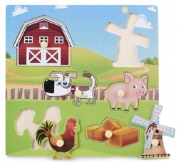 Dřevěné zábavné, vkládací puzzle  Tulimi - Farma - 6 dílků