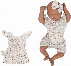 Body s nohavičkami kr. rukáv + čelenka, mušelín, 2D sada, Z&amp;Z, bílá