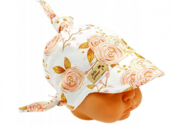 Dětský bavlněný šátek s kšiltem na zavazování, Premium Baby Nellys, růže