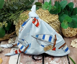 Dětský bavlněný šátek s kšiltem na zavazování, Premium Baby Nellys, lodě