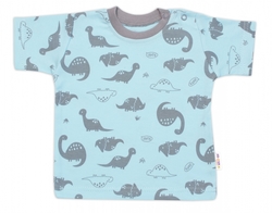 Tričko, krátký rukáv + kraťásky, 2D, Baby Nellys, Dino, bavlna, modrá/šedá