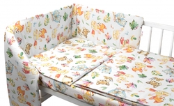 Mantinel s povlečením Premium - Baby Nellys, 3D sada, Cute Animals - bílá