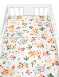 Mantinel s povlečením Premium - Baby Nellys, 3D sada, Cute Animals - bílá