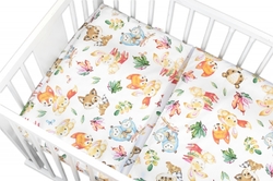 Mantinel s povlečením Premium - Baby Nellys, 3D sada, Cute Animals - bílá