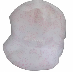 Čepice dětská letní - KLOBOUK KVĚTINKY bílý s růžovou 