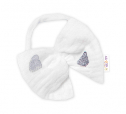 Zavinovací body, kraťasky + čelenka, mušelín, Srdíčko, Baby Nellys, smetanové, vel. 86