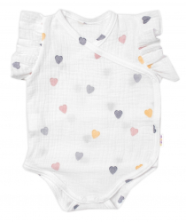 Zavinovací body, kraťasky + čelenka, mušelín, Srdíčko, Baby Nellys, smetanové, vel. 86