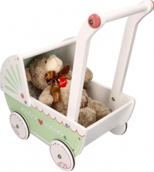 Dřevěný kočárek pro panenky Adam Toys - mátovo/bílý