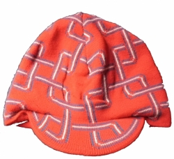 Čepice dětská zimní pletenina - VZOR ČÁRY červená 