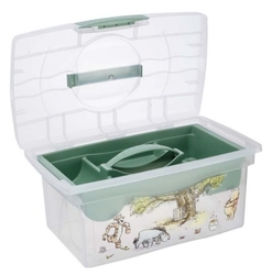 Přenosný box s organizérem Medvídek Pú a přátelé Keeeper, transparentní/zelená
