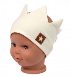 Dvouvrstvá čelenka, Baby Nellys Hand Made, bavlna, Korunka STAR - smetanová, 80/98