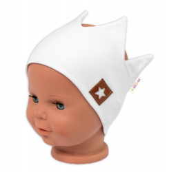 Dvouvrstvá čelenka, Baby Nellys Hand Made, bavlna, Korunka STAR - bílá, 104/116