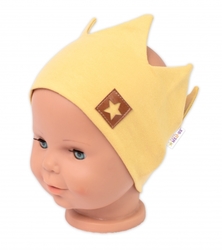 Dvouvrstvá čelenka, Baby Nellys Hand Made, bavlna, Korunka STAR - hořčicová, 80/98