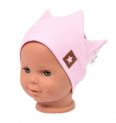 Dvouvrstvá čelenka, Hand Made, bavlna, Korunka STAR - sv. růžová, 80/98