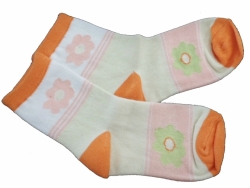 Ponožky dětské bavlna - KVĚT barevné s oranžovou 