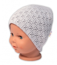 Ažurková čepice, dvouvrstvá, bavlna, Baby Nellys - šedá