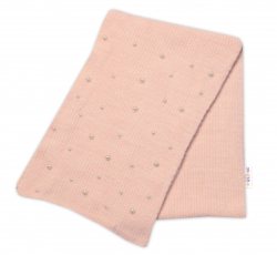 Zimní čepice s bambulí + šál, Pearls, Baby Nellys - pudrově růžová, vel. 54/58