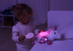 Noční lampička s projekcí CLOUD B, Jednorožeč s křídly - růžová/bílá