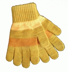 Rukavice dívčí/dámské prstové pletenina - PROUŽKY žlutopísková