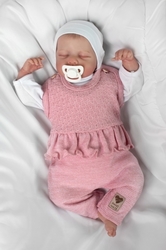 Pletené láclové kalhoty Girl s volánkem, Baby Nellys, pudrově růžové