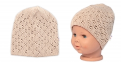 Ažurková čepice, dvouvrstvá, bavlna, Baby Nellys - cappuccino