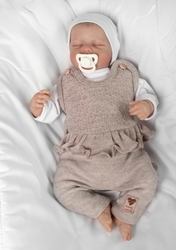 Pletené láclové kalhoty Girl s volánkem, Baby Nellys, béžové