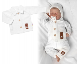 Pletený svetřík s knoflíčky Boy, Baby Nellys, bílý