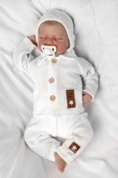 Pletený svetřík s knoflíčky Boy, Baby Nellys, bílý