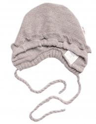 Pletená čepička na zavazování bonetka Girl, Hand Made Baby Nellys, béžová