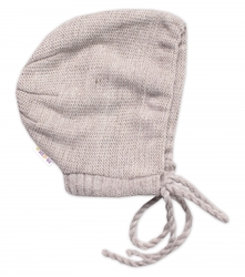 Pletená čepička na zavazování bonetka Boy, Hand Made Baby Nellys, béžová
