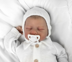 Pletená čepička na zavazování bonetka Boy, Hand Made Baby Nellys, bílá, vel. 68/74