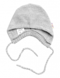 Pletená čepička na zavazování bonetka Boy, Hand Made Baby Nellys, šedá